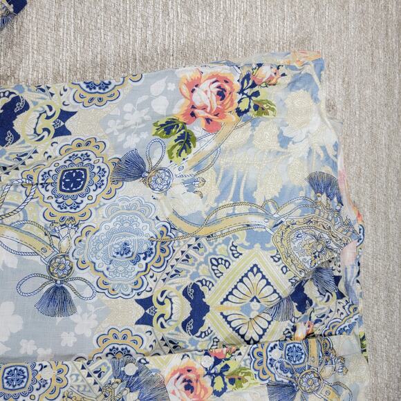 Chicos Tunic Top Womens 3 No-Iron Linen Floral Paisley Loop-Back Button Down - Picture 5 of 16